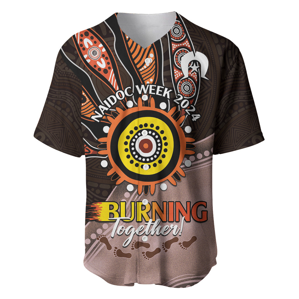 Fire Burning Together NAIDOC 2024 Baseball Jersey Indigenous Art