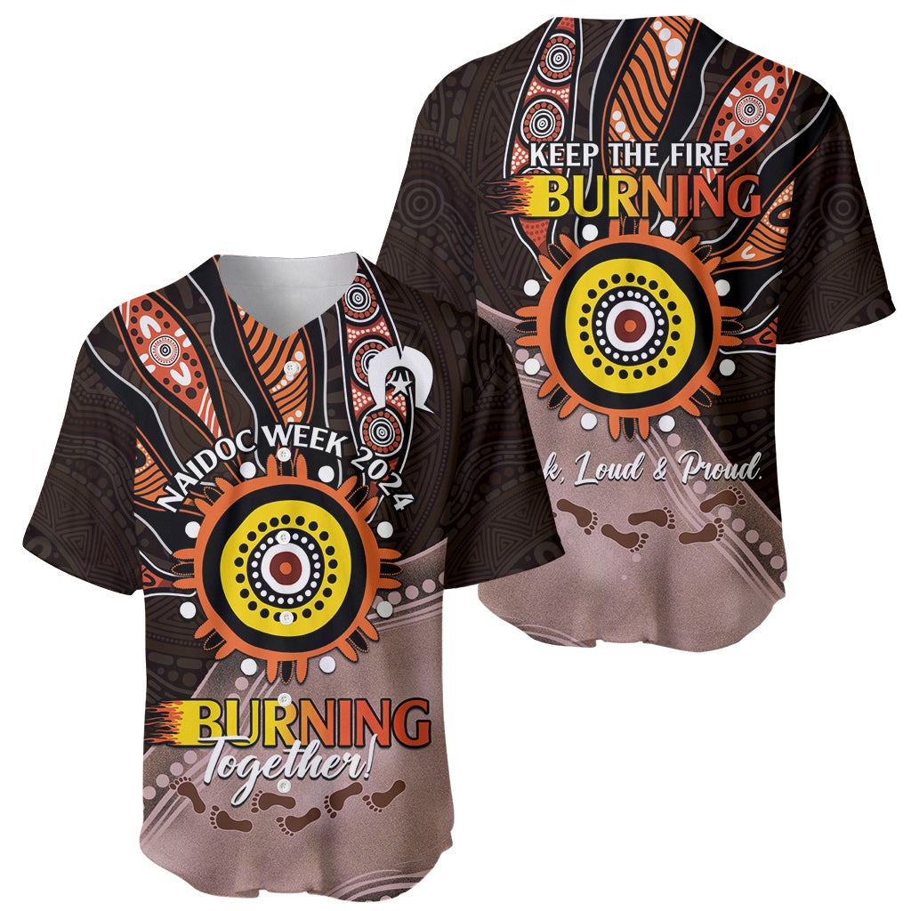 Fire Burning Together NAIDOC 2024 Baseball Jersey Indigenous Art