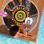 Fire Burning Together NAIDOC 2024 Beach Blanket Indigenous Art