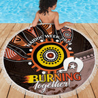 Fire Burning Together NAIDOC 2024 Beach Blanket Indigenous Art