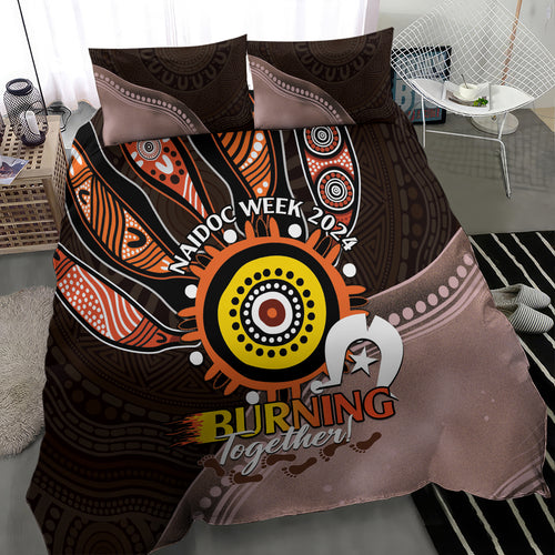 Fire Burning Together NAIDOC 2024 Bedding Set Indigenous Art