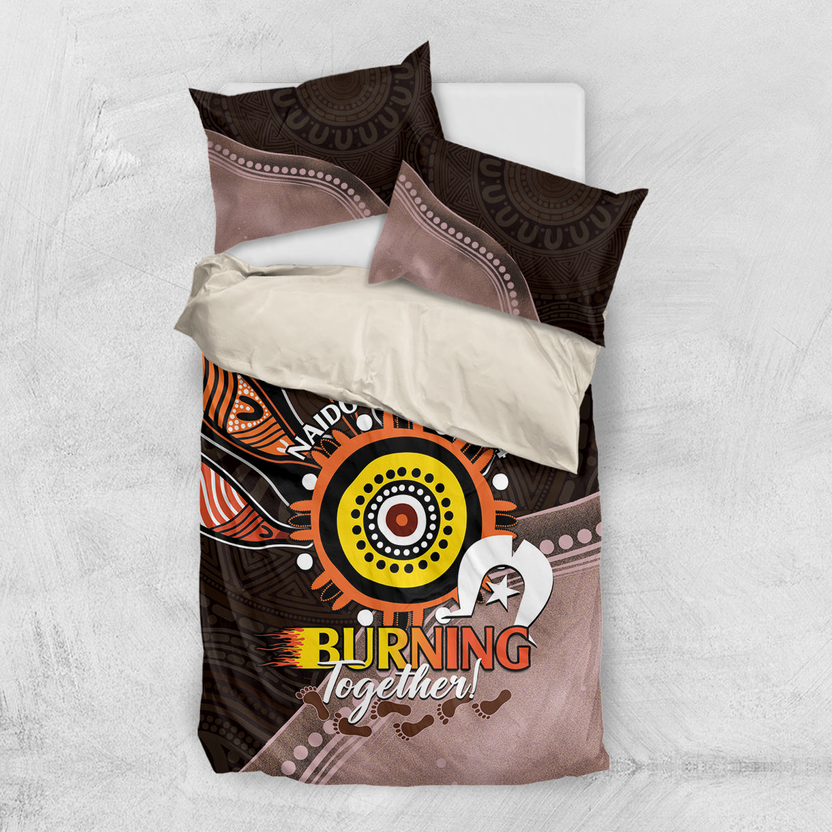 Fire Burning Together NAIDOC 2024 Bedding Set Indigenous Art