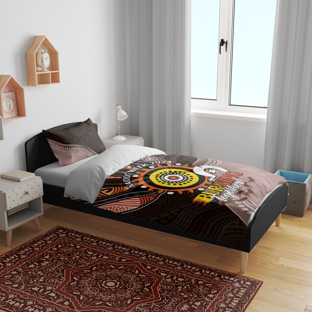 Fire Burning Together NAIDOC 2024 Bedding Set Indigenous Art