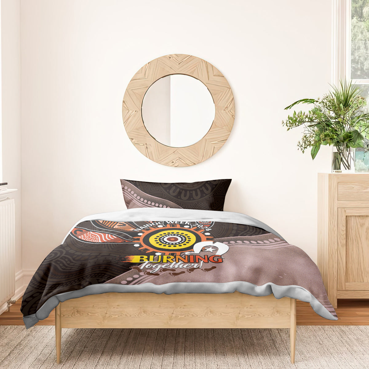 Fire Burning Together NAIDOC 2024 Bedding Set Indigenous Art