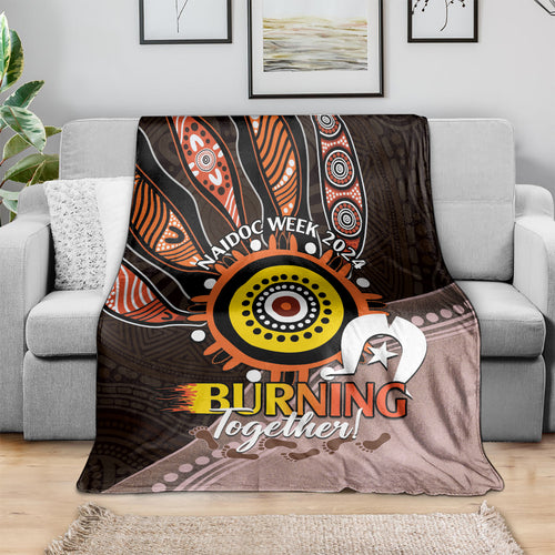 Fire Burning Together NAIDOC 2024 Blanket Indigenous Art