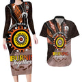 Fire Burning Together NAIDOC 2024 Couples Matching Long Sleeve Bodycon Dress and Hawaiian Shirt Indigenous Art
