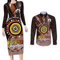 Fire Burning Together NAIDOC 2024 Couples Matching Long Sleeve Bodycon Dress and Long Sleeve Button Shirt Indigenous Art