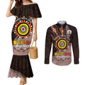 Fire Burning Together NAIDOC 2024 Couples Matching Mermaid Dress and Long Sleeve Button Shirt Indigenous Art
