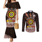 Fire Burning Together NAIDOC 2024 Couples Matching Mermaid Dress and Long Sleeve Button Shirt Indigenous Art