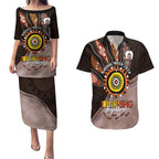 Fire Burning Together NAIDOC 2024 Couples Matching Puletasi and Hawaiian Shirt Indigenous Art