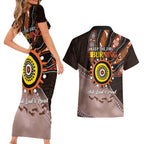 Fire Burning Together NAIDOC 2024 Couples Matching Short Sleeve Bodycon Dress and Hawaiian Shirt Indigenous Art