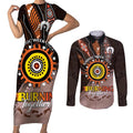 Fire Burning Together NAIDOC 2024 Couples Matching Short Sleeve Bodycon Dress and Long Sleeve Button Shirt Indigenous Art