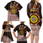 Fire Burning Together NAIDOC 2024 Family Matching Long Sleeve Bodycon Dress and Hawaiian Shirt Indigenous Art