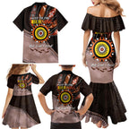 Fire Burning Together NAIDOC 2024 Family Matching Mermaid Dress and Hawaiian Shirt Indigenous Art