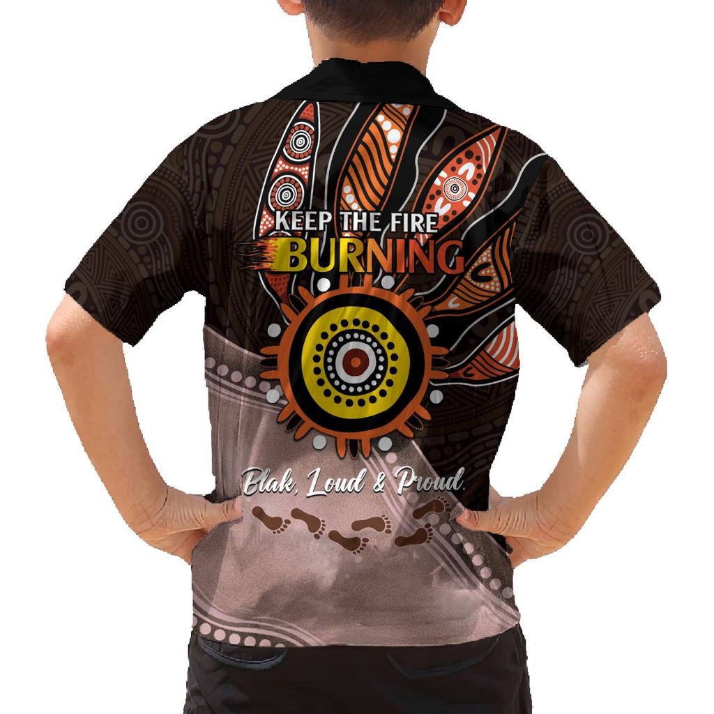 Fire Burning Together NAIDOC 2024 Family Matching Off Shoulder Maxi Dress and Hawaiian Shirt Indigenous Art