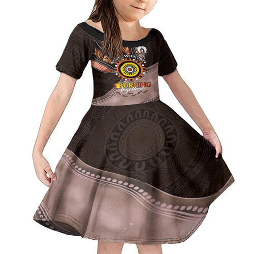 Fire Burning Together NAIDOC 2024 Family Matching Off Shoulder Short Dress and Hawaiian Shirt Indigenous Art