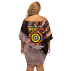 Fire Burning Together NAIDOC 2024 Family Matching Off Shoulder Short Dress and Hawaiian Shirt Indigenous Art
