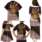 Fire Burning Together NAIDOC 2024 Family Matching Puletasi and Hawaiian Shirt Indigenous Art