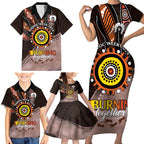 Fire Burning Together NAIDOC 2024 Family Matching Short Sleeve Bodycon Dress and Hawaiian Shirt Indigenous Art