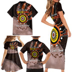 Fire Burning Together NAIDOC 2024 Family Matching Short Sleeve Bodycon Dress and Hawaiian Shirt Indigenous Art