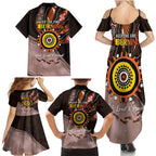 Fire Burning Together NAIDOC 2024 Family Matching Summer Maxi Dress and Hawaiian Shirt Indigenous Art