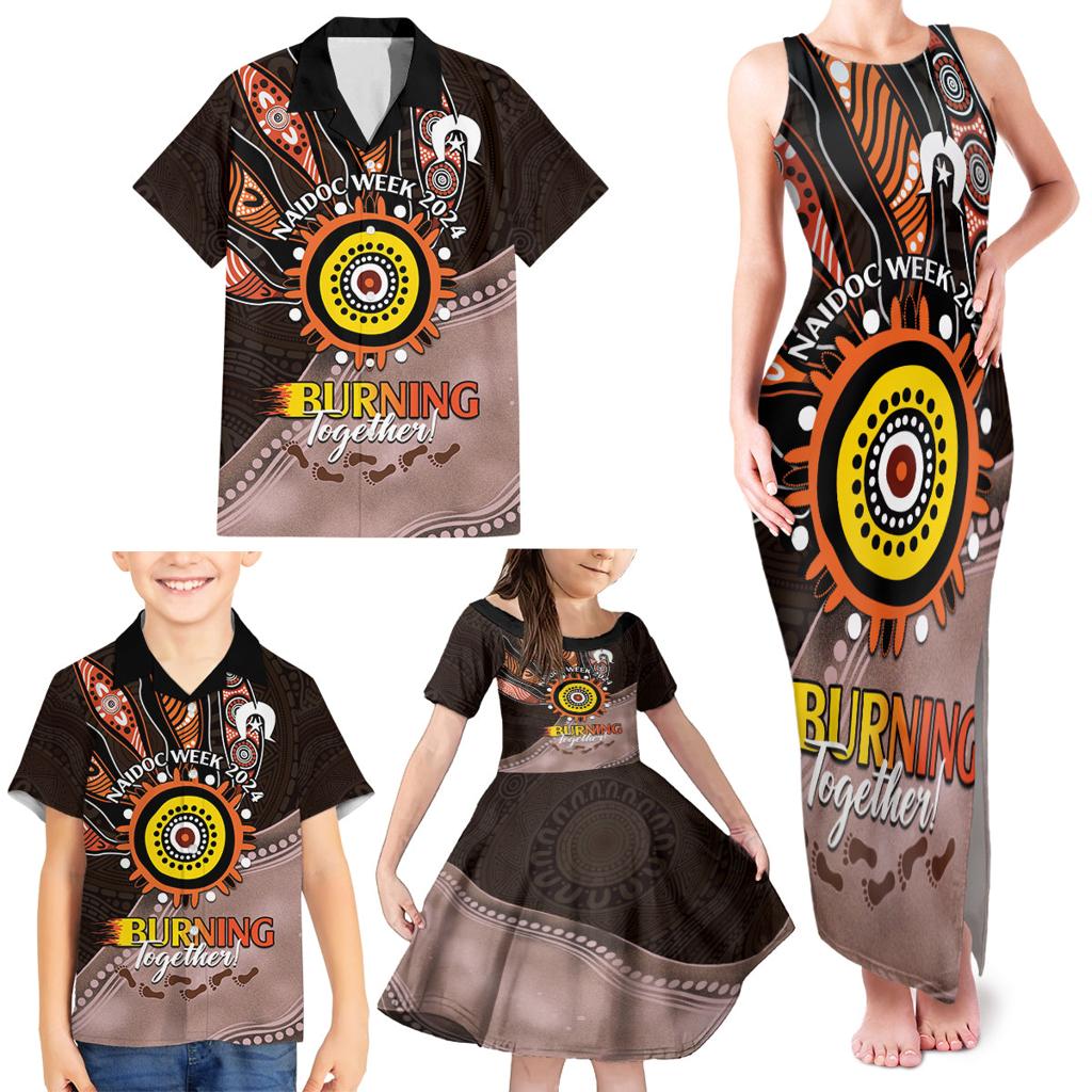 Fire Burning Together NAIDOC 2024 Family Matching Tank Maxi Dress and Hawaiian Shirt Indigenous Art