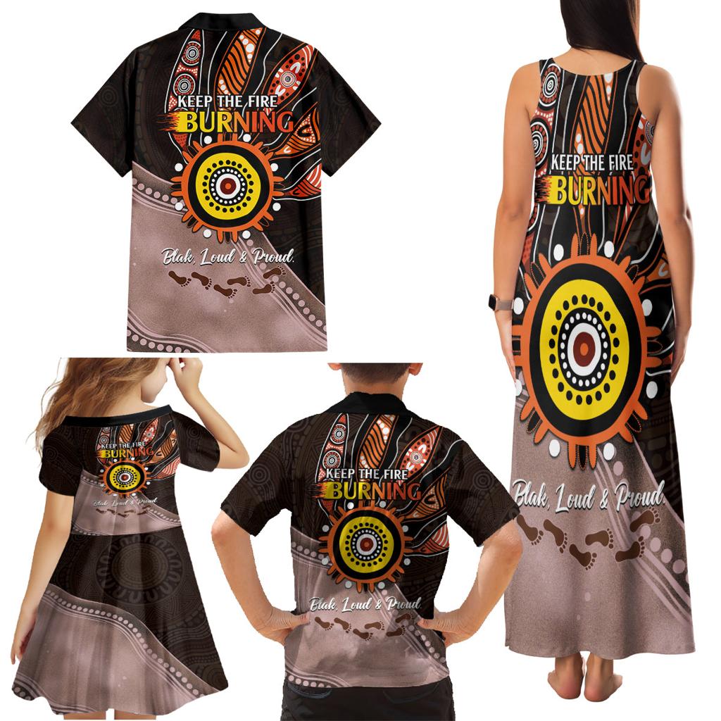Fire Burning Together NAIDOC 2024 Family Matching Tank Maxi Dress and Hawaiian Shirt Indigenous Art