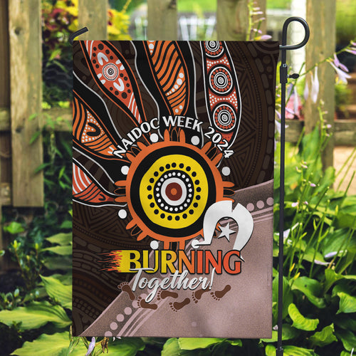 Fire Burning Together NAIDOC 2024 Garden Flag Indigenous Art