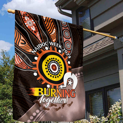 Fire Burning Together NAIDOC 2024 Garden Flag Indigenous Art
