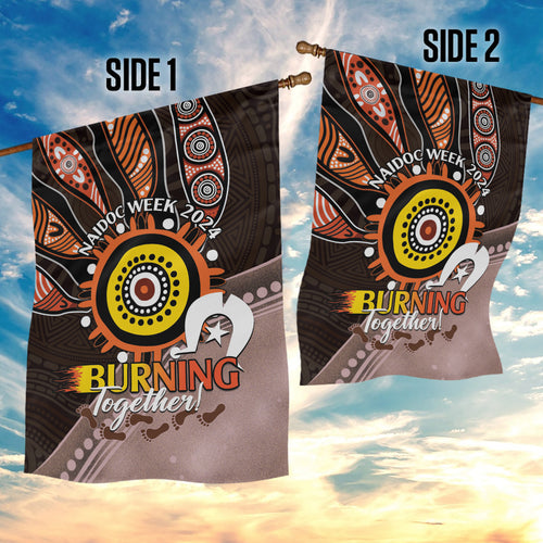 Fire Burning Together NAIDOC 2024 Garden Flag Indigenous Art