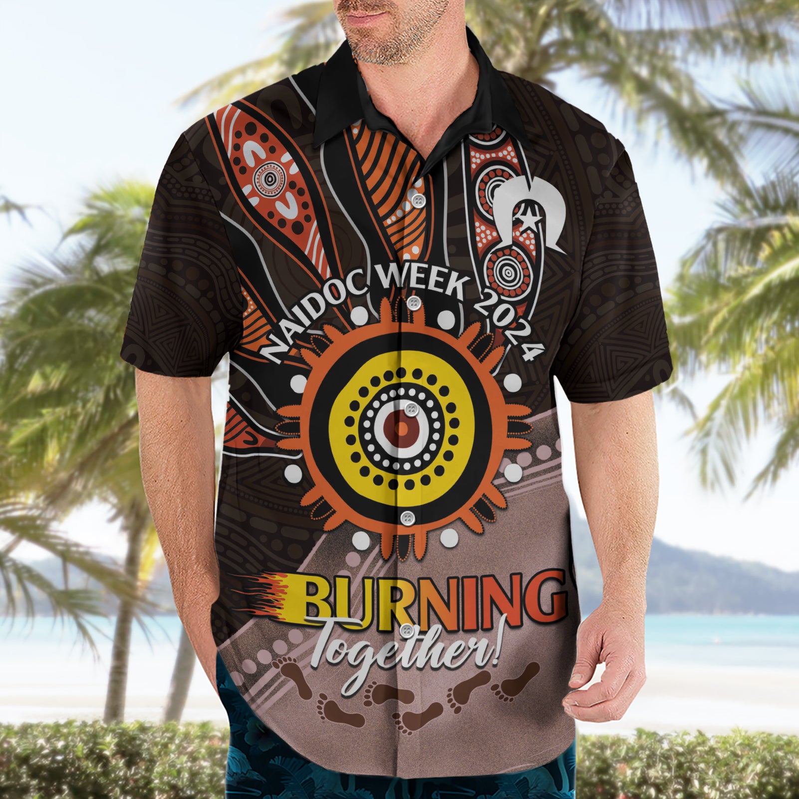 Fire Burning Together NAIDOC 2024 Hawaiian Shirt Indigenous Art