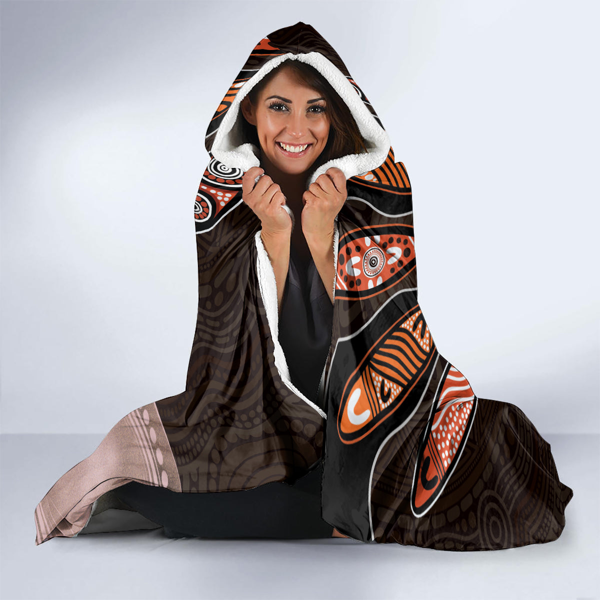Fire Burning Together NAIDOC 2024 Hooded Blanket Indigenous Art