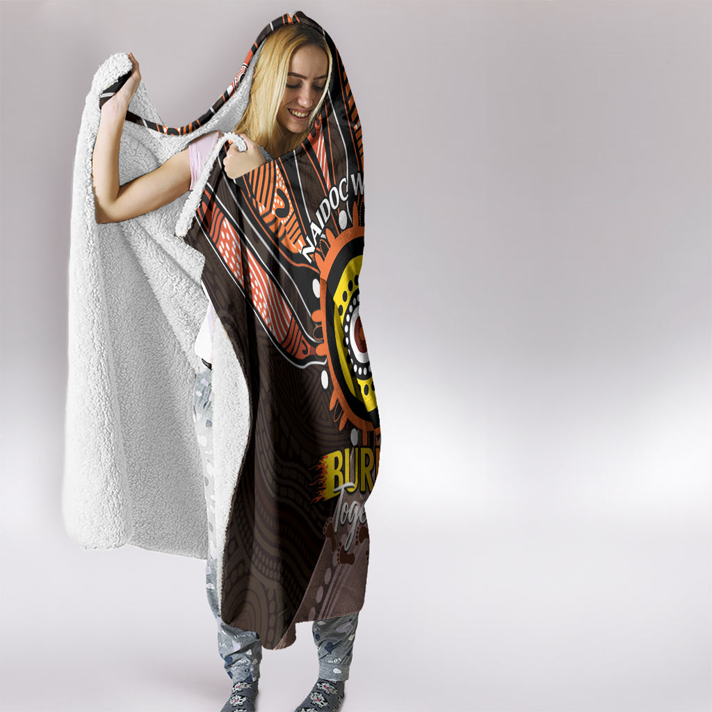 Fire Burning Together NAIDOC 2024 Hooded Blanket Indigenous Art