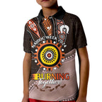 Fire Burning Together NAIDOC 2024 Kid Polo Shirt Indigenous Art