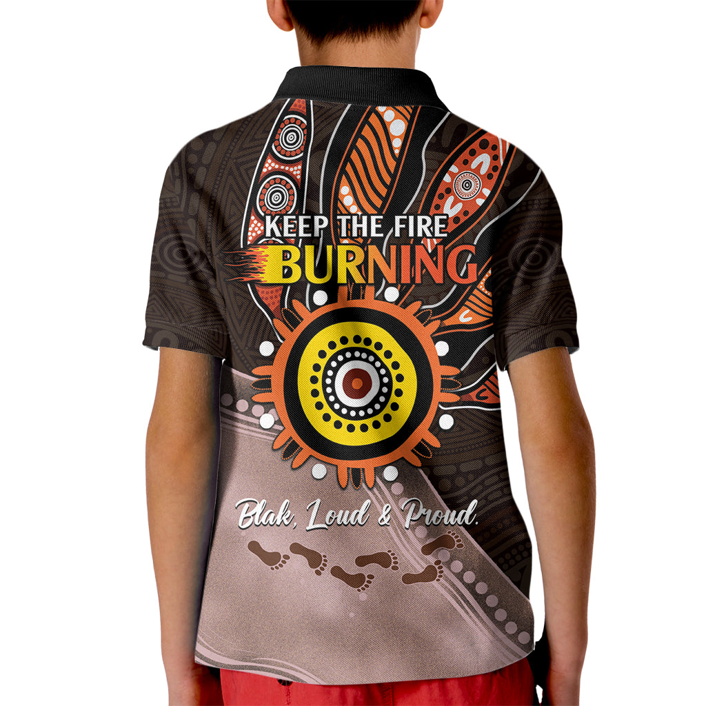 Fire Burning Together NAIDOC 2024 Kid Polo Shirt Indigenous Art