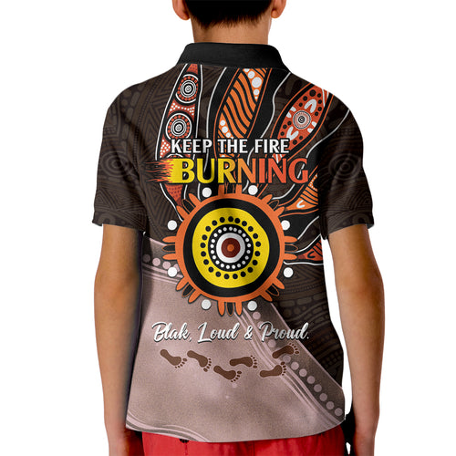 Fire Burning Together NAIDOC 2024 Kid Polo Shirt Indigenous Art