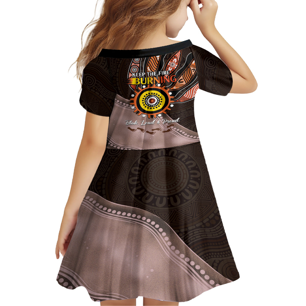 Fire Burning Together NAIDOC 2024 Kid Short Sleeve Dress Indigenous Art