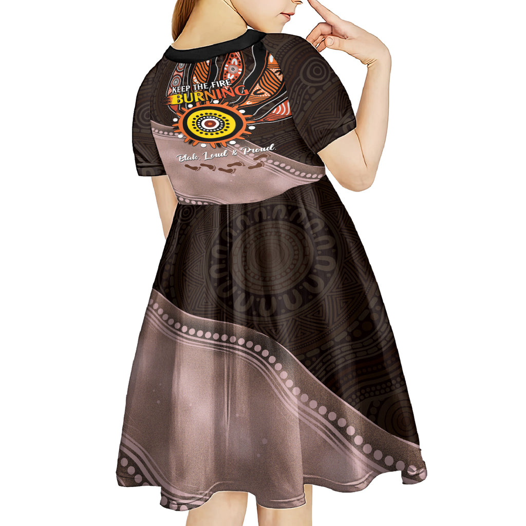 Fire Burning Together NAIDOC 2024 Kid Short Sleeve Dress Indigenous Art