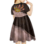 Fire Burning Together NAIDOC 2024 Kid Short Sleeve Dress Indigenous Art