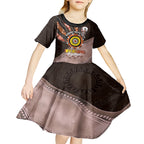 Fire Burning Together NAIDOC 2024 Kid Short Sleeve Dress Indigenous Art