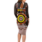 Fire Burning Together NAIDOC 2024 Long Sleeve Bodycon Dress Indigenous Art