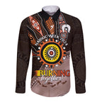 Fire Burning Together NAIDOC 2024 Long Sleeve Button Shirt Indigenous Art