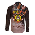 Fire Burning Together NAIDOC 2024 Long Sleeve Button Shirt Indigenous Art