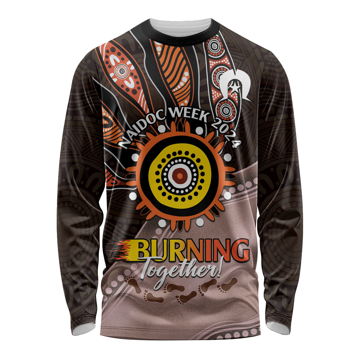 Fire Burning Together NAIDOC 2024 Long Sleeve Shirt Indigenous Art