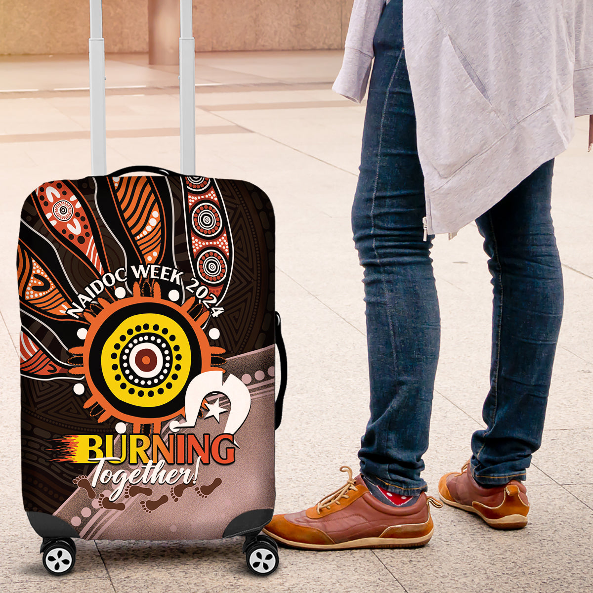 Fire Burning Together NAIDOC 2024 Luggage Cover Indigenous Art