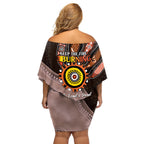 Fire Burning Together NAIDOC 2024 Off Shoulder Short Dress Indigenous Art