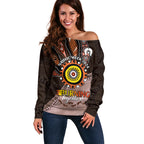 Fire Burning Together NAIDOC 2024 Off Shoulder Sweater Indigenous Art