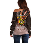 Fire Burning Together NAIDOC 2024 Off Shoulder Sweater Indigenous Art