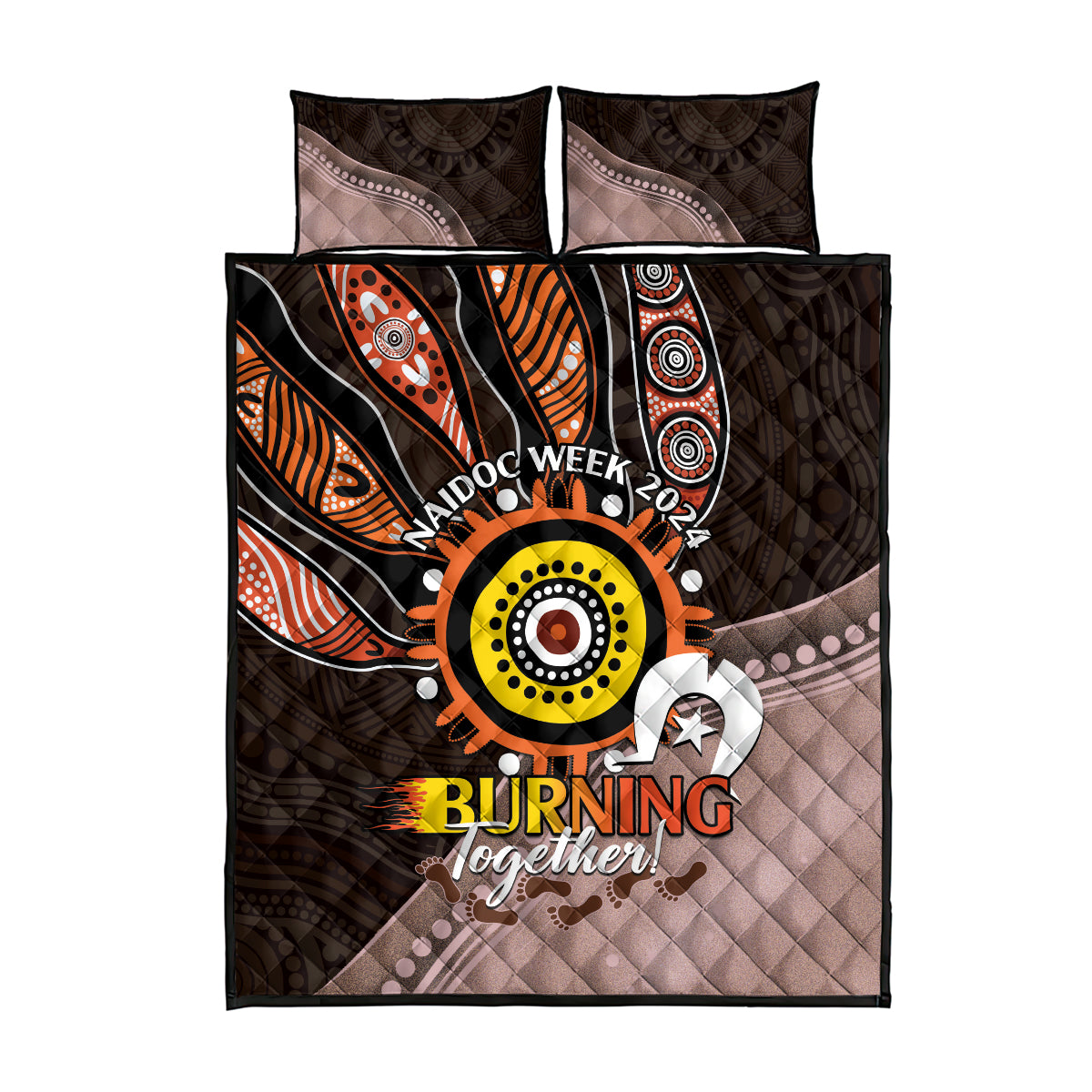 Fire Burning Together NAIDOC 2024 Quilt Bed Set Indigenous Art