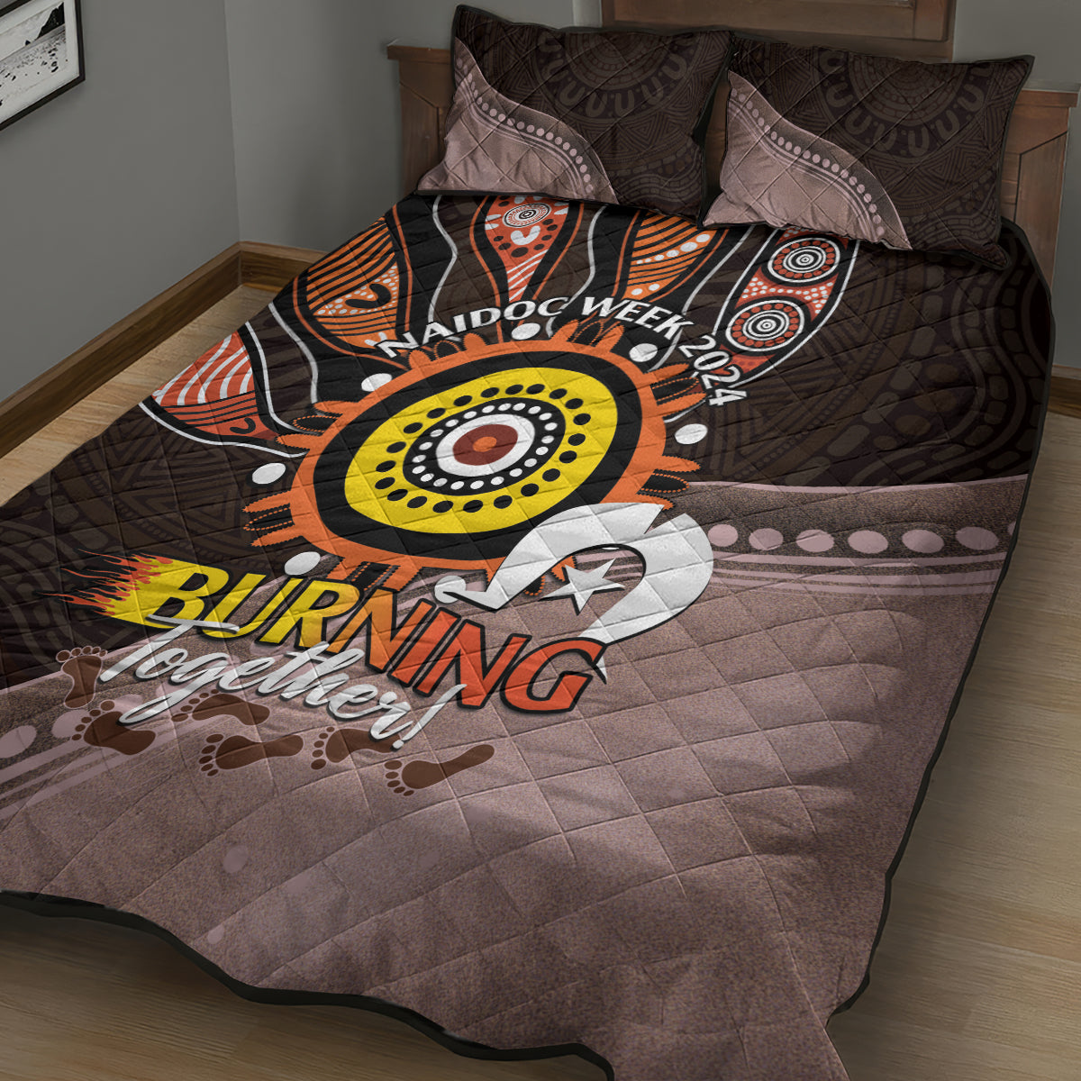 Fire Burning Together NAIDOC 2024 Quilt Bed Set Indigenous Art